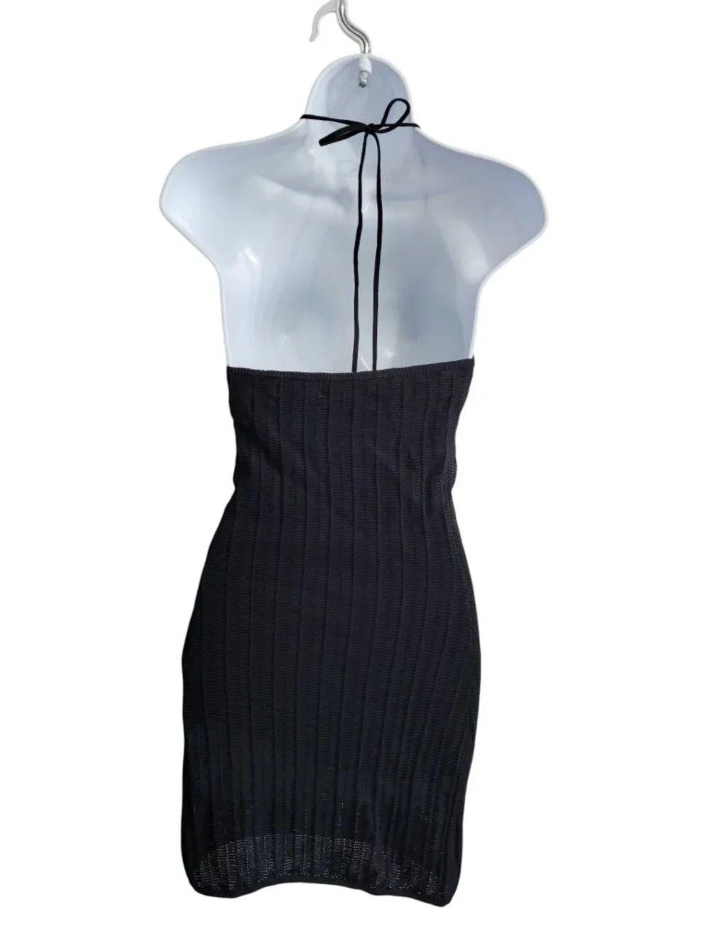 Mable Black Mesh Crochet Halter Mini Dress Size Small - Picture 4 of 9